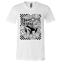 Retro Hairstylist Hair Stylist Gift Idea Trending Hairdresser Funny V-Neck T-Shirt