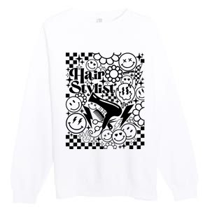 Retro Hairstylist Hair Stylist Gift Idea Trending Hairdresser Funny Premium Crewneck Sweatshirt