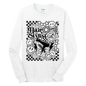 Retro Hairstylist Hair Stylist Gift Idea Trending Hairdresser Funny Tall Long Sleeve T-Shirt