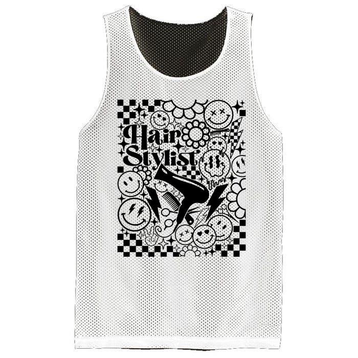 Retro Hairstylist Hair Stylist Gift Idea Trending Hairdresser Funny Mesh Reversible Basketball Jersey Tank