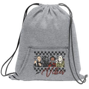 Retro Halloween Horror Sublimation Spooky Vibes Sweatshirt Cinch Pack Bag