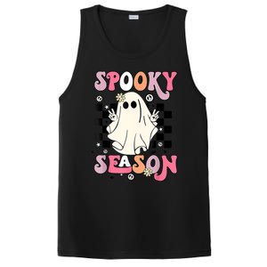 Retro Hippie Halloween Cute Ghost Spooky Season Funny Funny Gift PosiCharge Competitor Tank