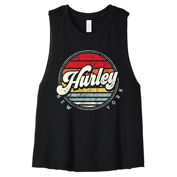 Retro Hurley Home State Cool 70s Style Sunset Women's Racerback Cropped Tank