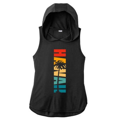 Retro Hawaii Hawaiian Ladies PosiCharge Tri-Blend Wicking Draft Hoodie Tank