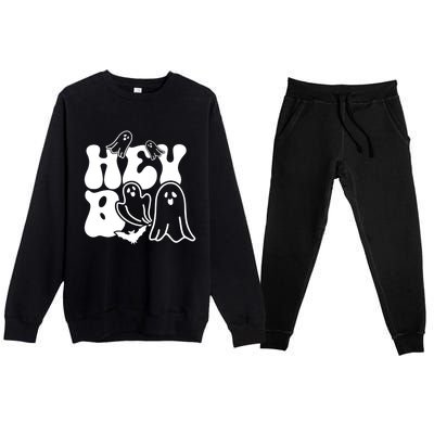 Retro Halloween Hey Boo Cool Gift Premium Crewneck Sweatsuit Set