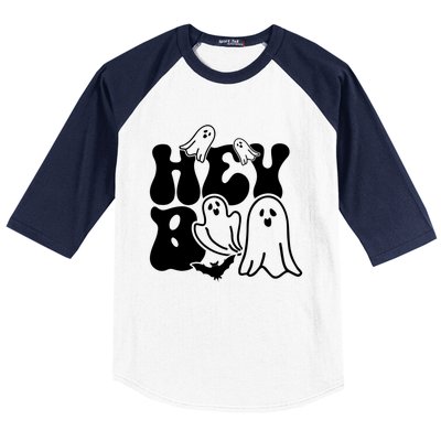 Retro Halloween Hey Boo Cool Gift Baseball Sleeve Shirt