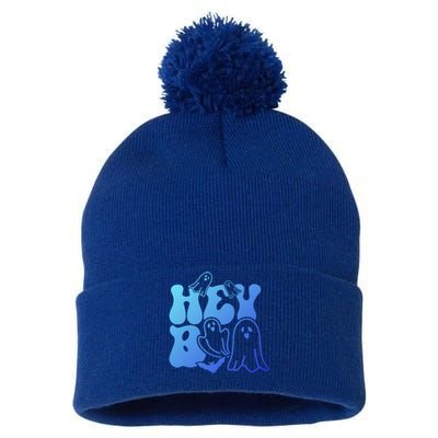 Retro Halloween Hey Boo Cool Gift Pom Pom 12in Knit Beanie