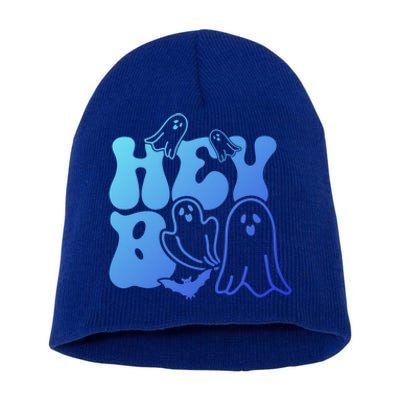 Retro Halloween Hey Boo Cool Gift Short Acrylic Beanie