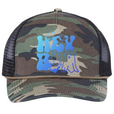 Retro Halloween Hey Boo Cool Gift Retro Rope Trucker Hat Cap