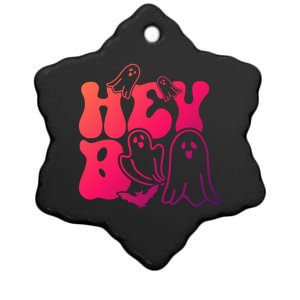 Retro Halloween Hey Boo Cool Gift Ceramic Star Ornament