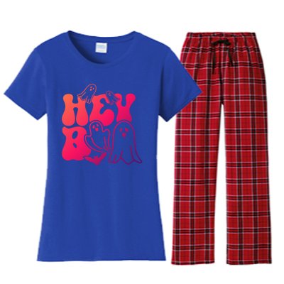 Retro Halloween Hey Boo Cool Gift Women's Flannel Pajama Set