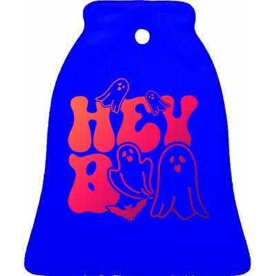 Retro Halloween Hey Boo Cool Gift Ceramic Bell Ornament