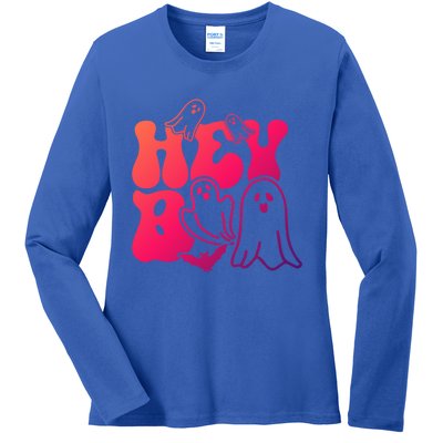 Retro Halloween Hey Boo Cool Gift Ladies Long Sleeve Shirt