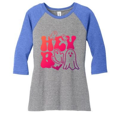 Retro Halloween Hey Boo Cool Gift Women's Tri-Blend 3/4-Sleeve Raglan Shirt