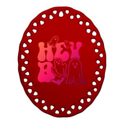 Retro Halloween Hey Boo Cool Gift Ceramic Oval Ornament