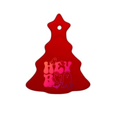 Retro Halloween Hey Boo Cool Gift Ceramic Tree Ornament