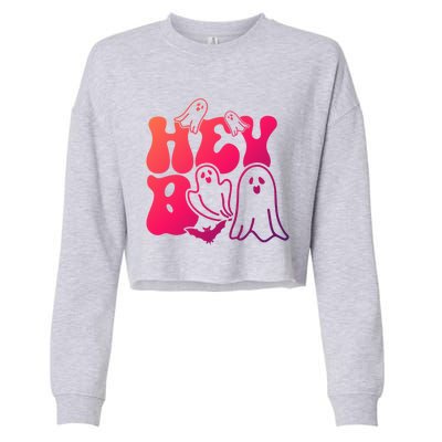 Retro Halloween Hey Boo Cool Gift Cropped Pullover Crew