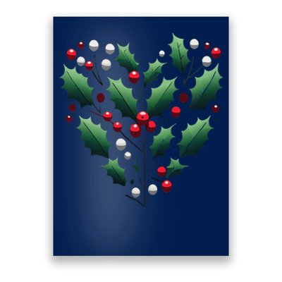 Rustic Holly Heart Wreath Poster