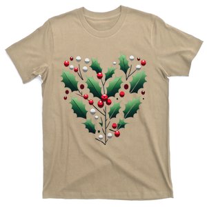 Rustic Holly Heart Wreath T-Shirt