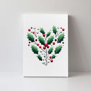 Rustic Holly Heart Wreath Canvas