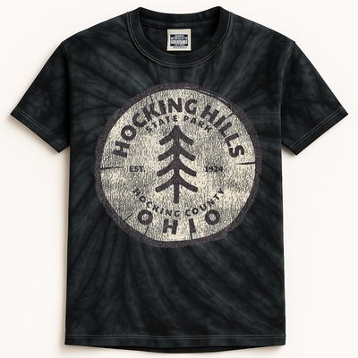 Retro Hocking Hills State Park Souvenir Kids Tie-Dye T-Shirt