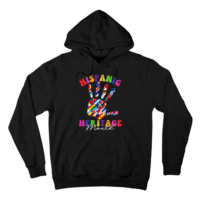 Retro Hispanic Heritage Month All Countries Heart Hands Hoodie