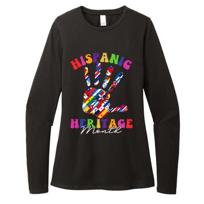 Retro Hispanic Heritage Month All Countries Heart Hands Womens CVC Long Sleeve Shirt