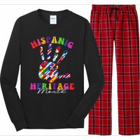 Retro Hispanic Heritage Month All Countries Heart Hands Long Sleeve Pajama Set