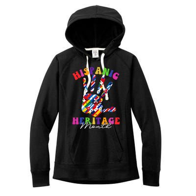 Retro Hispanic Heritage Month All Countries Heart Hands Women's Fleece Hoodie