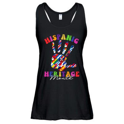 Retro Hispanic Heritage Month All Countries Heart Hands Ladies Essential Flowy Tank