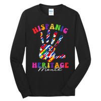 Retro Hispanic Heritage Month All Countries Heart Hands Tall Long Sleeve T-Shirt