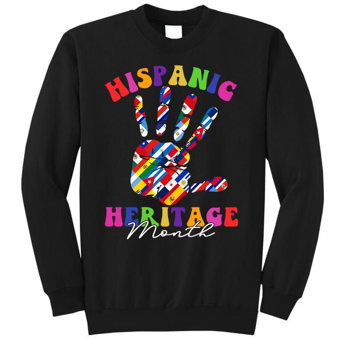 Retro Hispanic Heritage Month All Countries Heart Hands Tall Sweatshirt