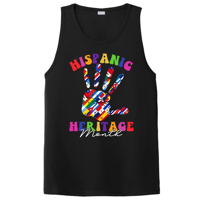 Retro Hispanic Heritage Month All Countries Heart Hands PosiCharge Competitor Tank