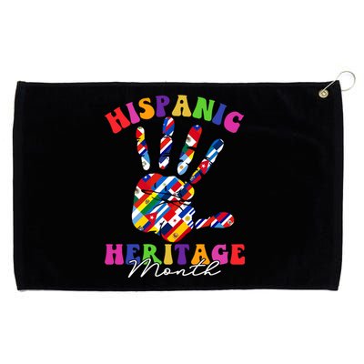 Retro Hispanic Heritage Month All Countries Heart Hands Grommeted Golf Towel