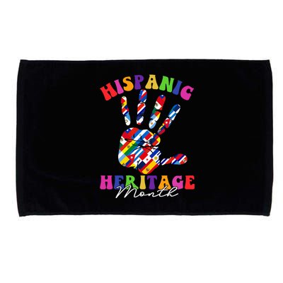 Retro Hispanic Heritage Month All Countries Heart Hands Microfiber Hand Towel