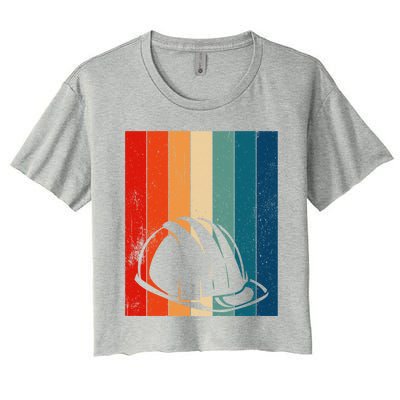 Retro Hard Hat Construction Worker Gift Women's Crop Top Tee