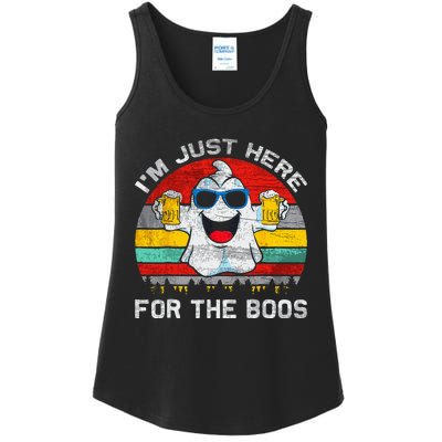 Retro Halloween Im Just Here For The Boos Cute Ghost Beer Ladies Essential Tank