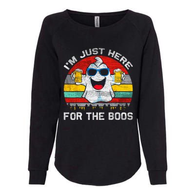 Retro Halloween Im Just Here For The Boos Cute Ghost Beer Womens California Wash Sweatshirt