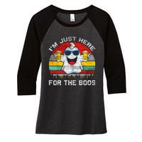 Retro Halloween Im Just Here For The Boos Cute Ghost Beer Women's Tri-Blend 3/4-Sleeve Raglan Shirt