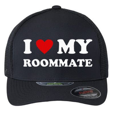 Red Heart I Love My Roommate Flexfit Unipanel Trucker Cap