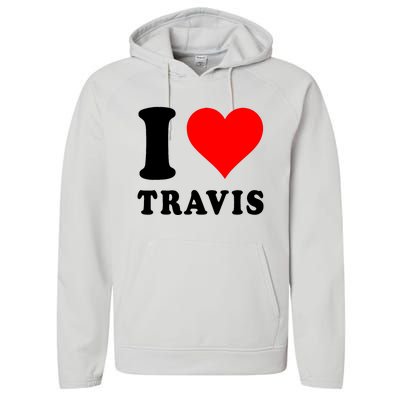 Red Heart I Love Travis Performance Fleece Hoodie