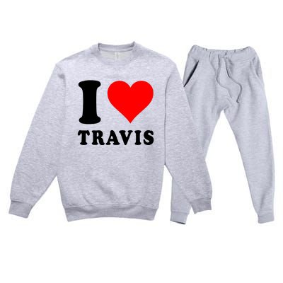 Red Heart I Love Travis Premium Crewneck Sweatsuit Set