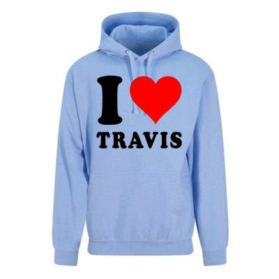 Red Heart I Love Travis Unisex Surf Hoodie