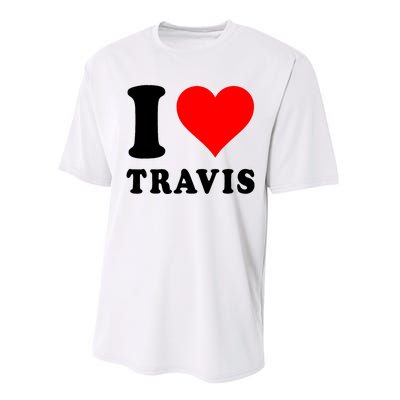 Red Heart I Love Travis Performance Sprint T-Shirt