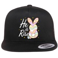 Retro He Is Risent Easter Sunday Flat Bill Trucker Hat