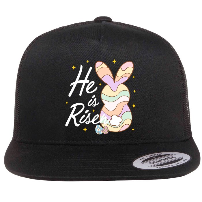 Retro He Is Risent Easter Sunday Flat Bill Trucker Hat
