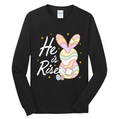 Retro He Is Risent Easter Sunday Tall Long Sleeve T-Shirt