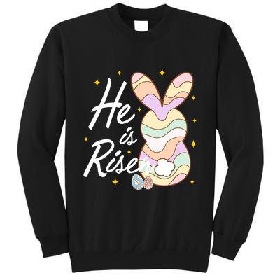 Retro He Is Risent Easter Sunday Tall Sweatshirt