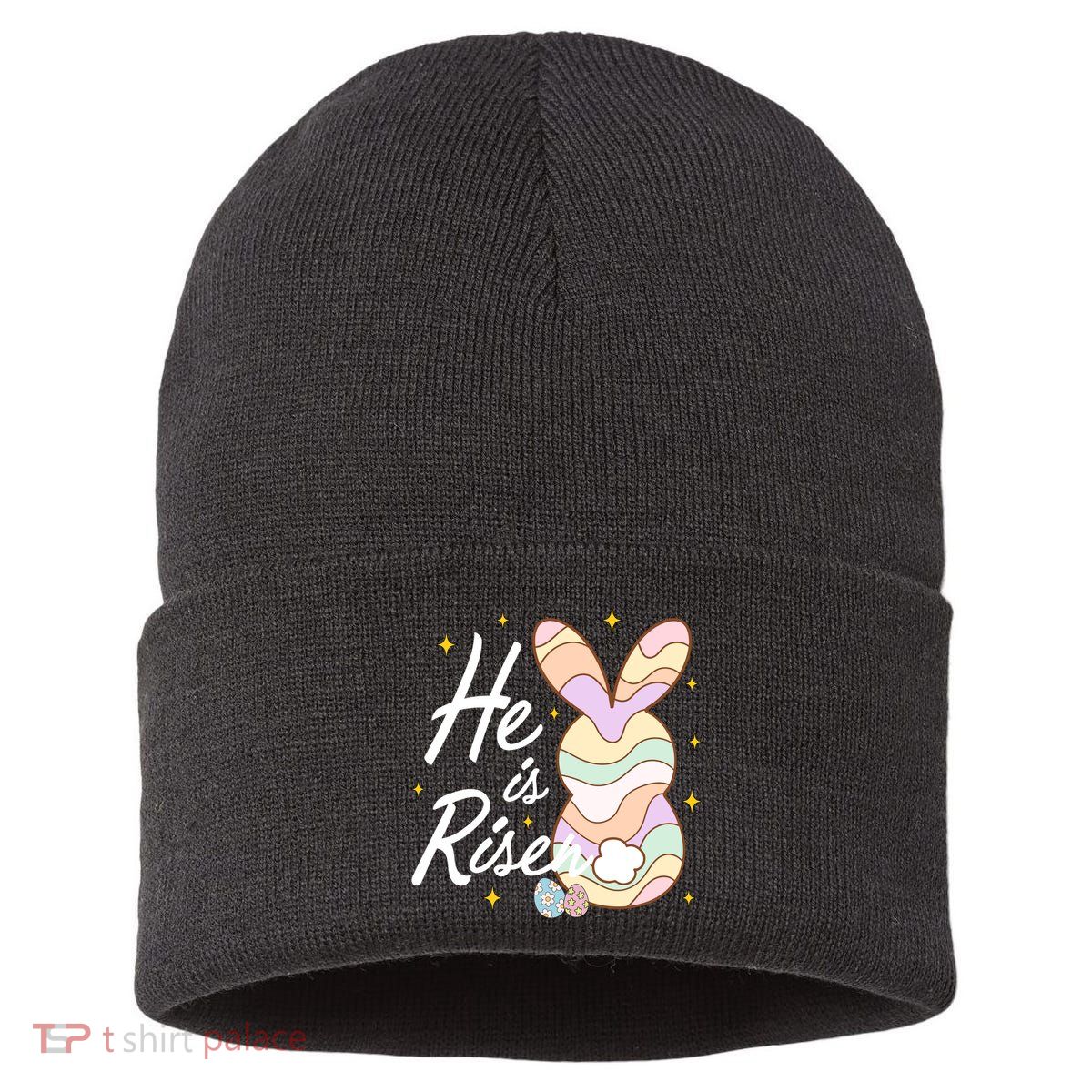 Retro He Is Risent Easter Sunday Sustainable Knit Beanie
