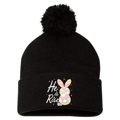 Retro He Is Risent Easter Sunday Pom Pom 12in Knit Beanie